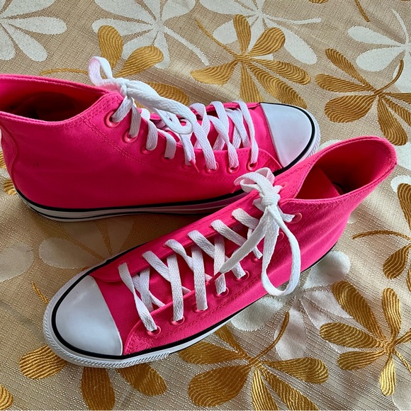 Converse Women's Neon Pink High-Tops - Picture 7 of 10